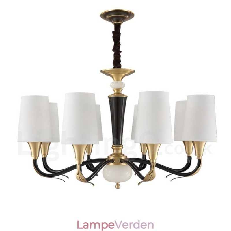 Ren messing Luksuriøs rustik retro vintage messing sten vedhæng lys lysekrone med glasskærme