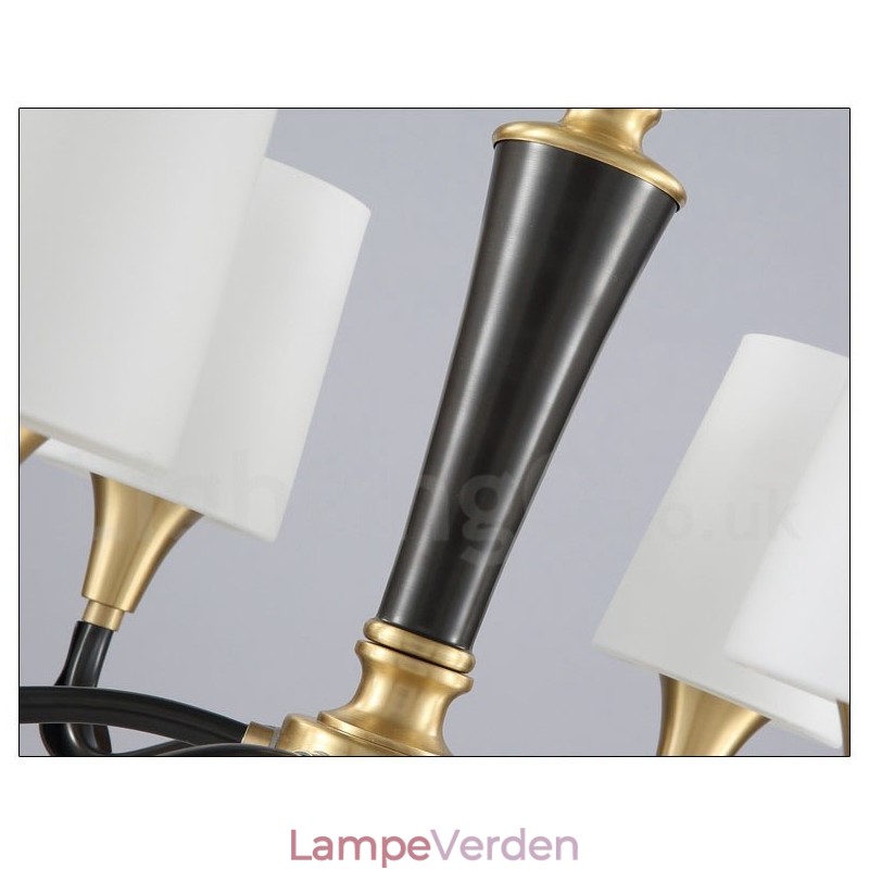 Ren messing Luksuriøs rustik retro vintage messing sten vedhæng lys lysekrone med glasskærme