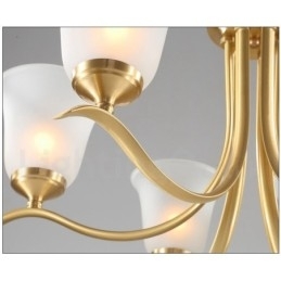 Ren messing Luksuriøs rustik retro vintage messing vedhæng lys lysekrone med glasskærme