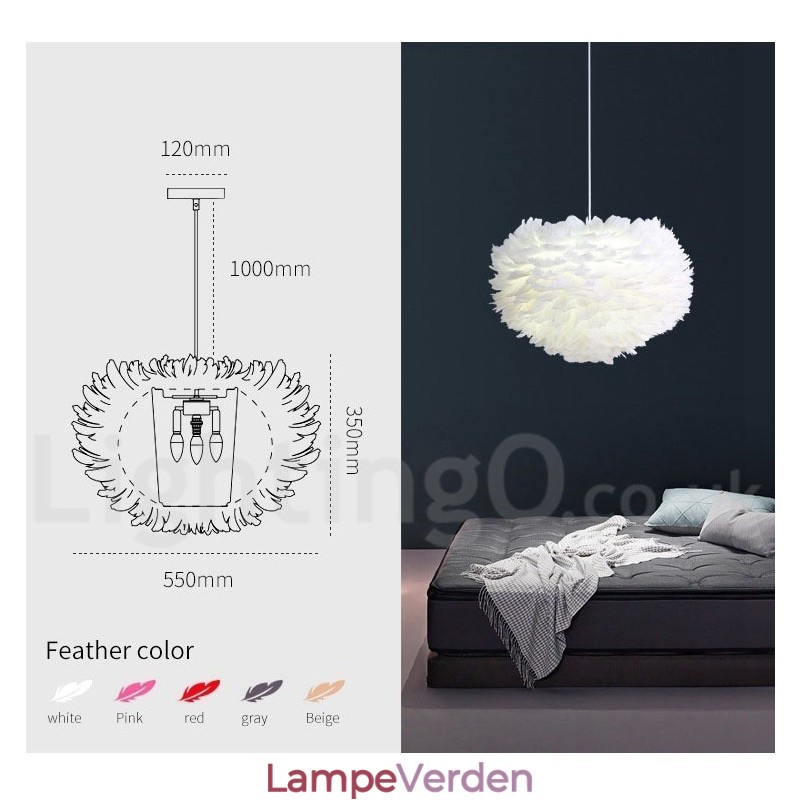 Multi farver fjer lysekrone moderne moderne pendel