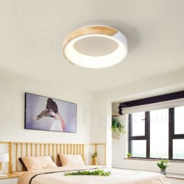 Dæmpbar Multi Colours Rundt træ Loftslampe med akryl skærm Loftslampe Nordic Style