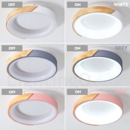 Dæmpbar Multi Colours Rundt træ Loftslampe med akryl skærm Loftslampe Nordic Style
