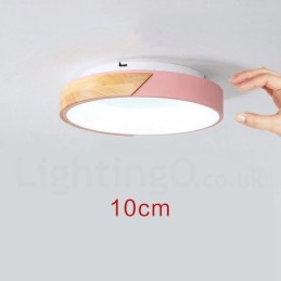 Dæmpbar Multi Colours Rundt træ Loftslampe med akryl skærm Loftslampe Nordic Style