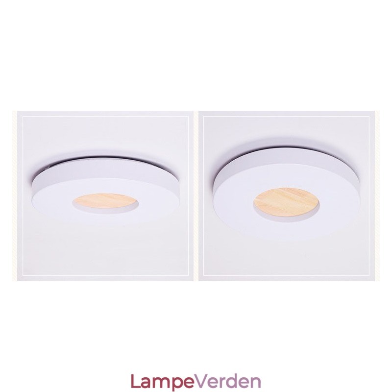 Dæmpbar Ultratynd rund træloftslampe med akrylskærm Loftslampe Nordic Style