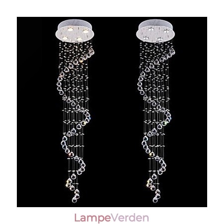 Krystal Pendel Lysekrone Belysning 4 Lys Sølv Canpoy Klar K9 Krystal Helix Loftslamper H150CM Krystal Pendel Lysekrone Belysning 4 Lys Sølv Canpoy Klar K9 Krystal Helix Loftslamper H150CM