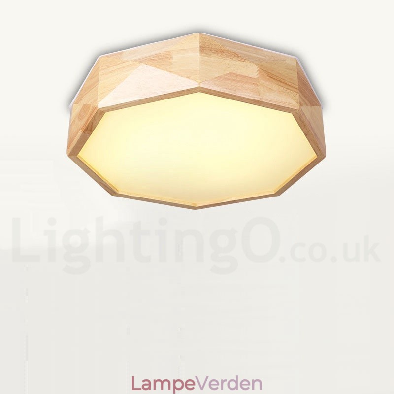 Dæmpbar træloftslampe med akrylskærm Loftslampe Nordic Style