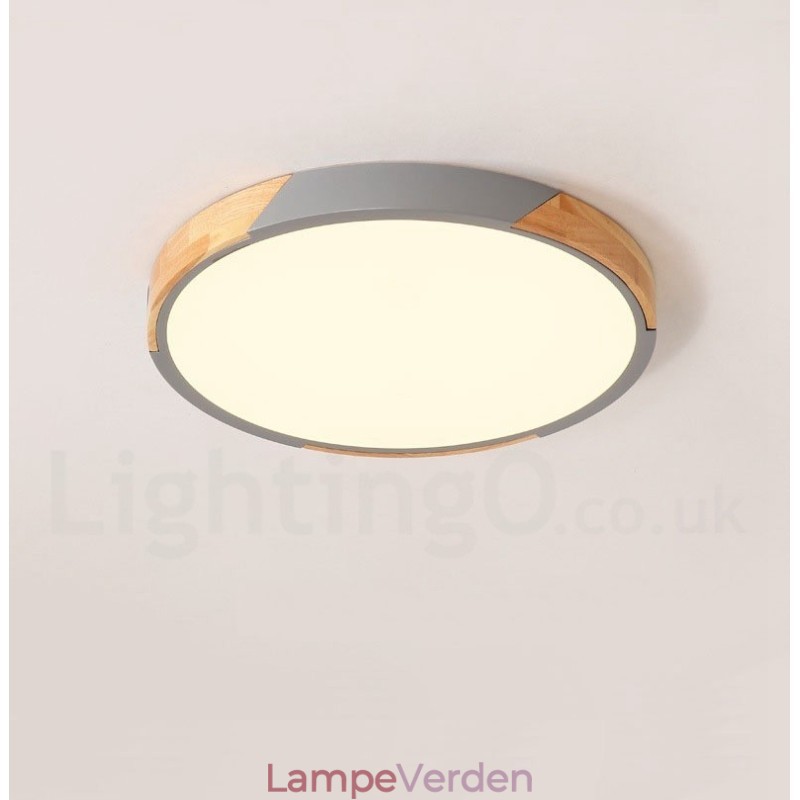 Dæmpbar Macaron Multi Colours Træ Ultra tyndt loftslys med akrylskærm Loftslampe Nordic Style