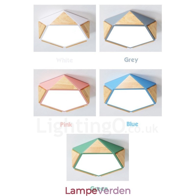Dæmpbar Macaron Multi Colours træloftslampe med akrylskærm Loftslampe Nordic Style
