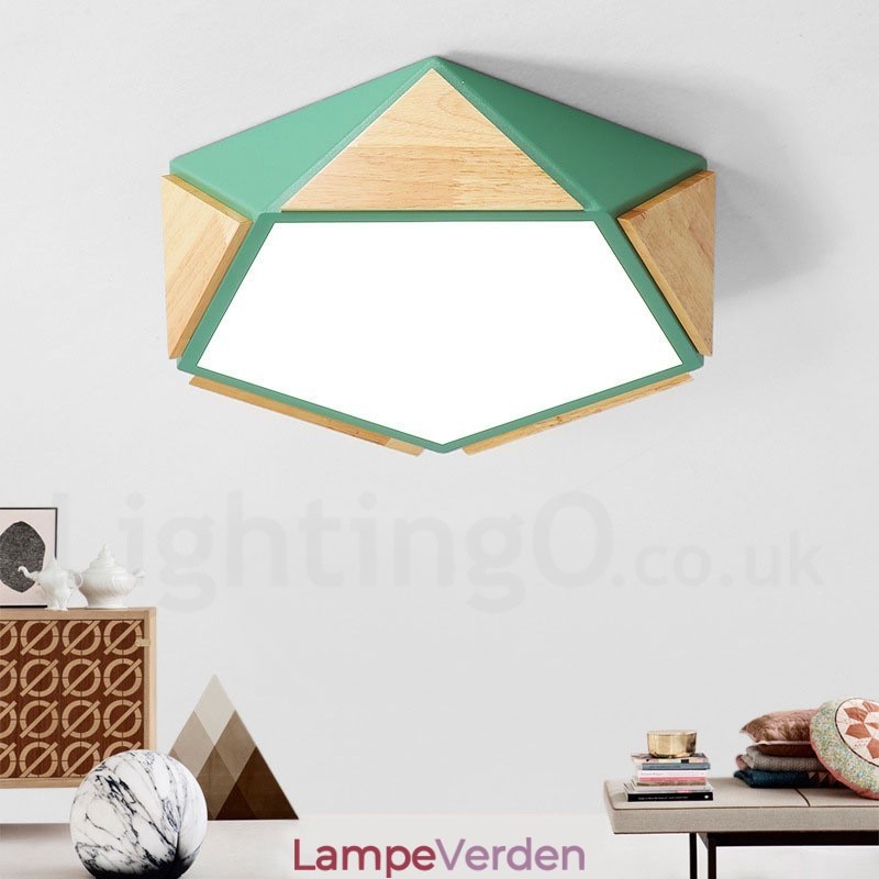 Dæmpbar Macaron Multi Colours træloftslampe med akrylskærm Loftslampe Nordic Style