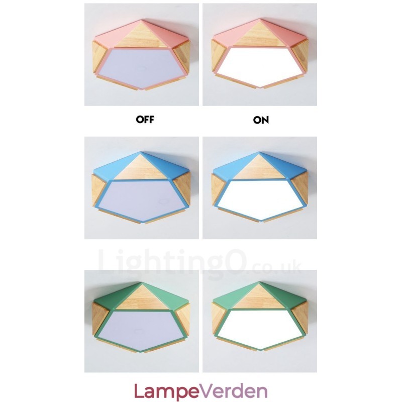 Dæmpbar Macaron Multi Colours træloftslampe med akrylskærm Loftslampe Nordic Style