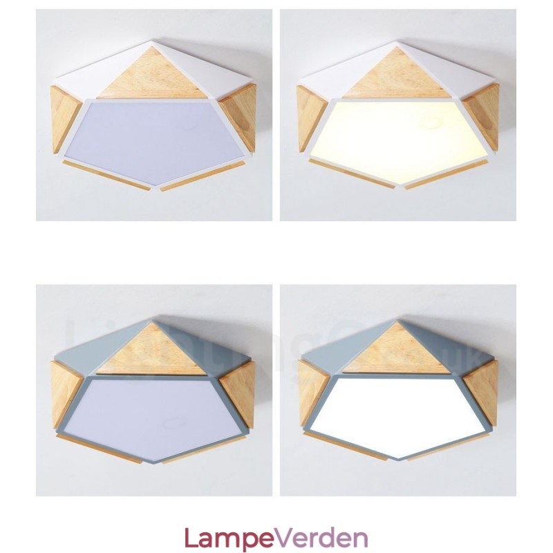 Dæmpbar Macaron Multi Colours træloftslampe med akrylskærm Loftslampe Nordic Style