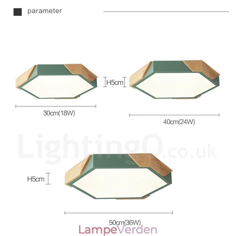 Dæmpbar Macaron Ultra tynd multifarver træloftslampe med akrylskærm Loftslampe Nordic Style