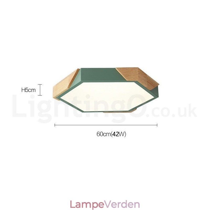 Dæmpbar Macaron Ultra tynd multifarver træloftslampe med akrylskærm Loftslampe Nordic Style