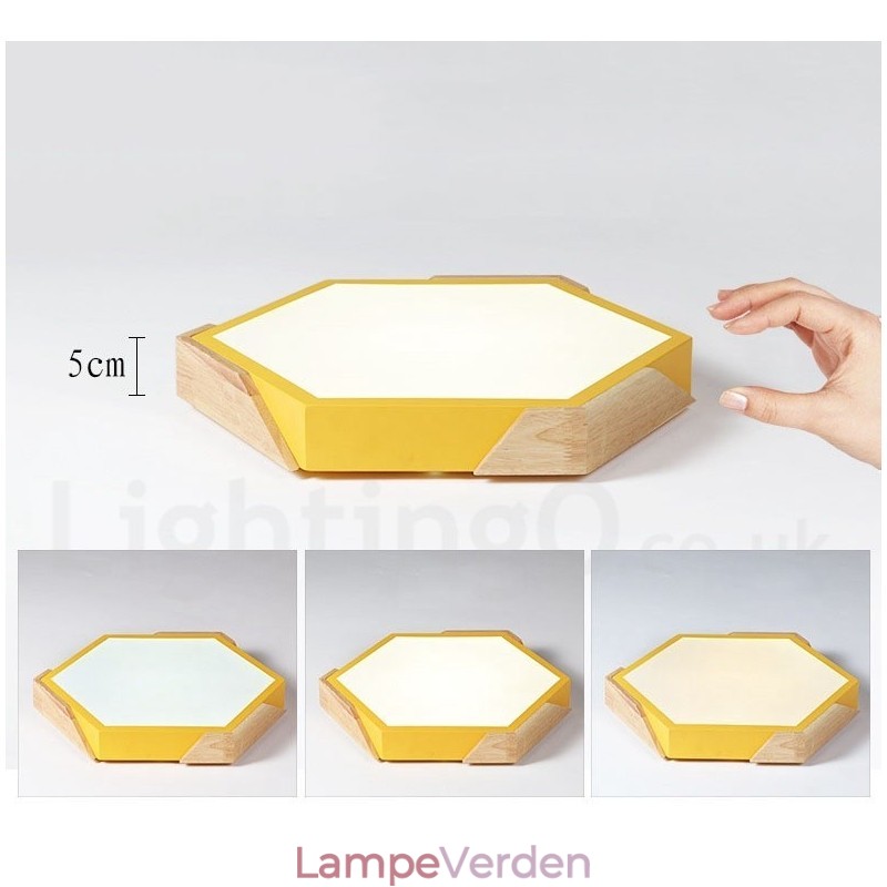Dæmpbar Macaron Ultra tynd multifarver træloftslampe med akrylskærm Loftslampe Nordic Style