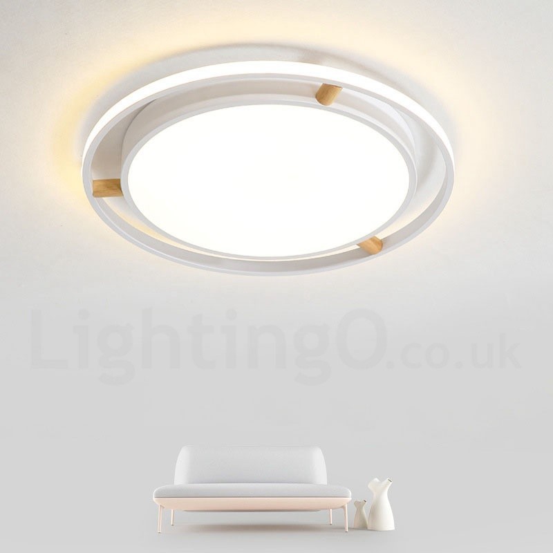 Dæmpbar Macaron Ultra tynd multifarver træ Rund loftslampe med akrylskærm Loftslampe Nordic Style