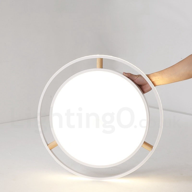 Dæmpbar Macaron Ultra tynd multifarver træ Rund loftslampe med akrylskærm Loftslampe Nordic Style