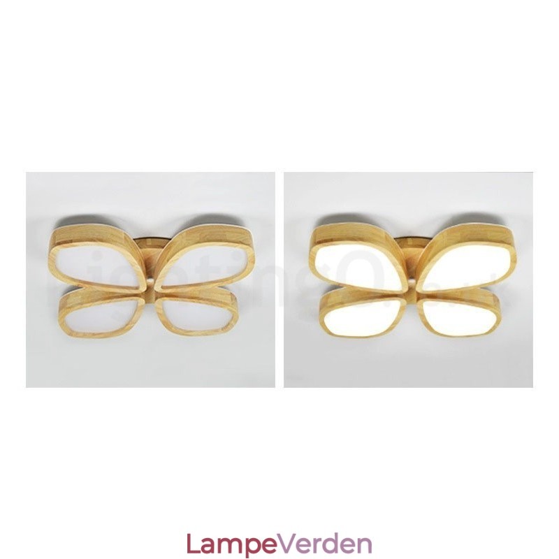 Træbladsloftslampe med akrylskærm Loftslampe Nordic Style