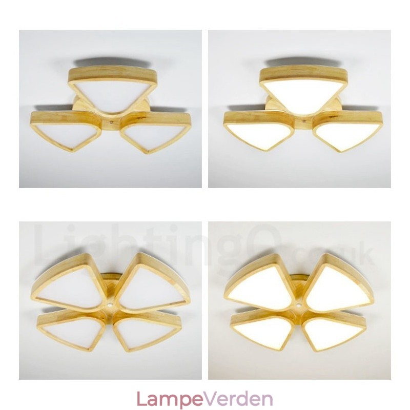 Træbladsloftslampe med akrylskærm Loftslampe Nordic Style