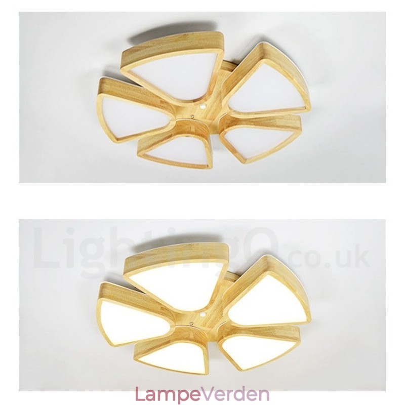 Træbladsloftslampe med akrylskærm Loftslampe Nordic Style