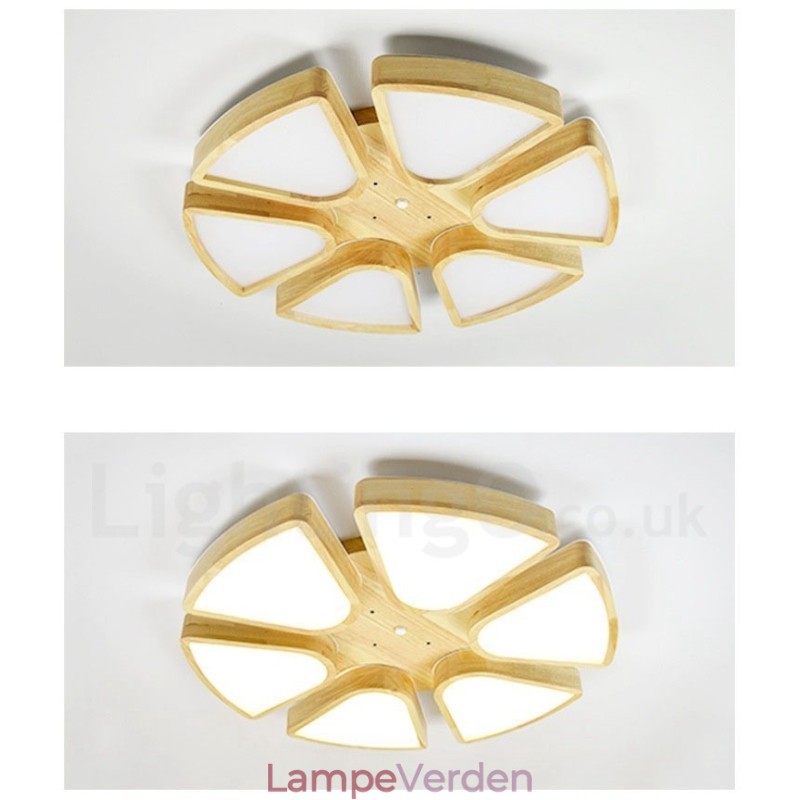Træbladsloftslampe med akrylskærm Loftslampe Nordic Style