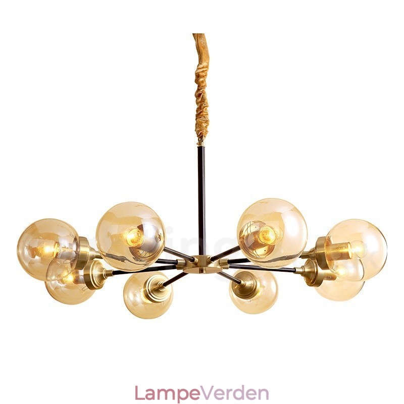 Ren messing Luksuriøs rustik retro vintage messing vedhæng lysekrone med glasskærme