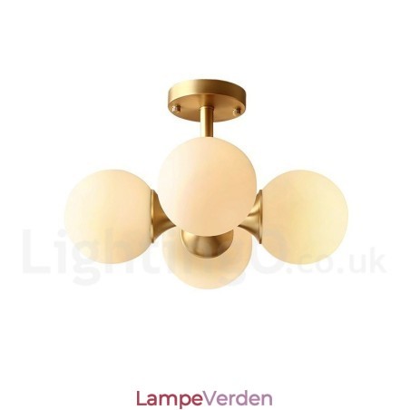 4 lys ren messing Moderne Moderne Enkel Rustik Retro Vintage Flush Mount Loftslampe med glasskærme 4 lys ren messing Moderne Moderne Enkel Rustik Retro Vintage Flush Mount Loftslampe med glasskærme