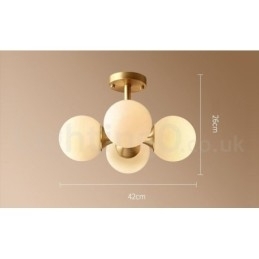 4 lys ren messing Moderne Moderne Enkel Rustik Retro Vintage Flush Mount Loftslampe med glasskærme