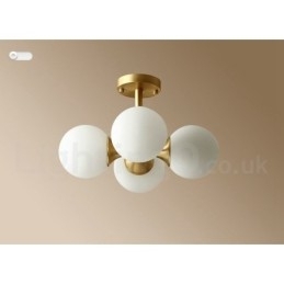 4 lys ren messing Moderne Moderne Enkel Rustik Retro Vintage Flush Mount Loftslampe med glasskærme