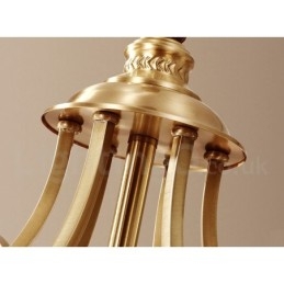 Pure Messing Stor Luksuriøs Rustik Retro Vintage Messing Pendel Lysekrone med Glasskærme