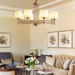 Pure Messing Stor Luksuriøs Rustik Retro Vintage Messing Pendel Lysekrone med Glasskærme