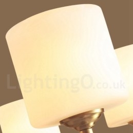 Pure Messing Stor Luksuriøs Rustik Retro Vintage Messing Pendel Lysekrone med Glasskærme