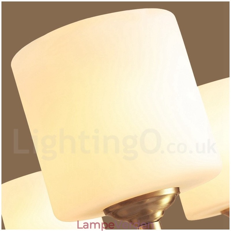 Pure Messing Stor Luksuriøs Rustik Retro Vintage Messing Pendel Lysekrone med Glasskærme