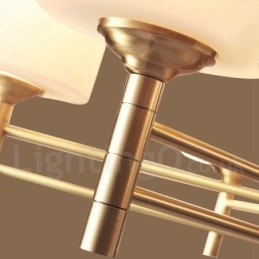 Pure Messing Stor Luksuriøs Rustik Retro Vintage Messing Pendel Lysekrone med Glasskærme