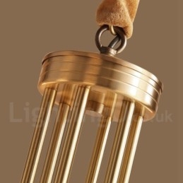 Pure Messing Stor Luksuriøs Rustik Retro Vintage Messing Pendel Lysekrone med Glasskærme