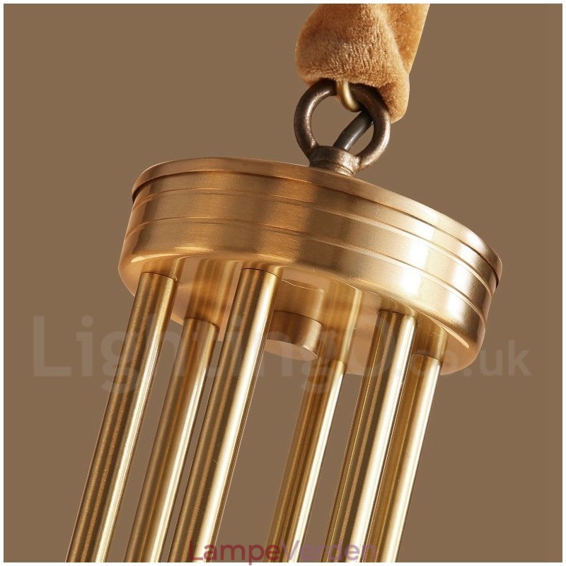 Pure Messing Stor Luksuriøs Rustik Retro Vintage Messing Pendel Lysekrone med Glasskærme