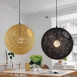 Country Simple Moderne lampe Pastoral Rattan Lampe Hamp Ball Chandelier