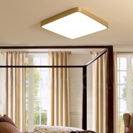 Ultratynde firkantet dæmpbare moderne moderne nordisk stil Flush Mount messing loftslamper med akrylskærm kan også bruges som væglampe