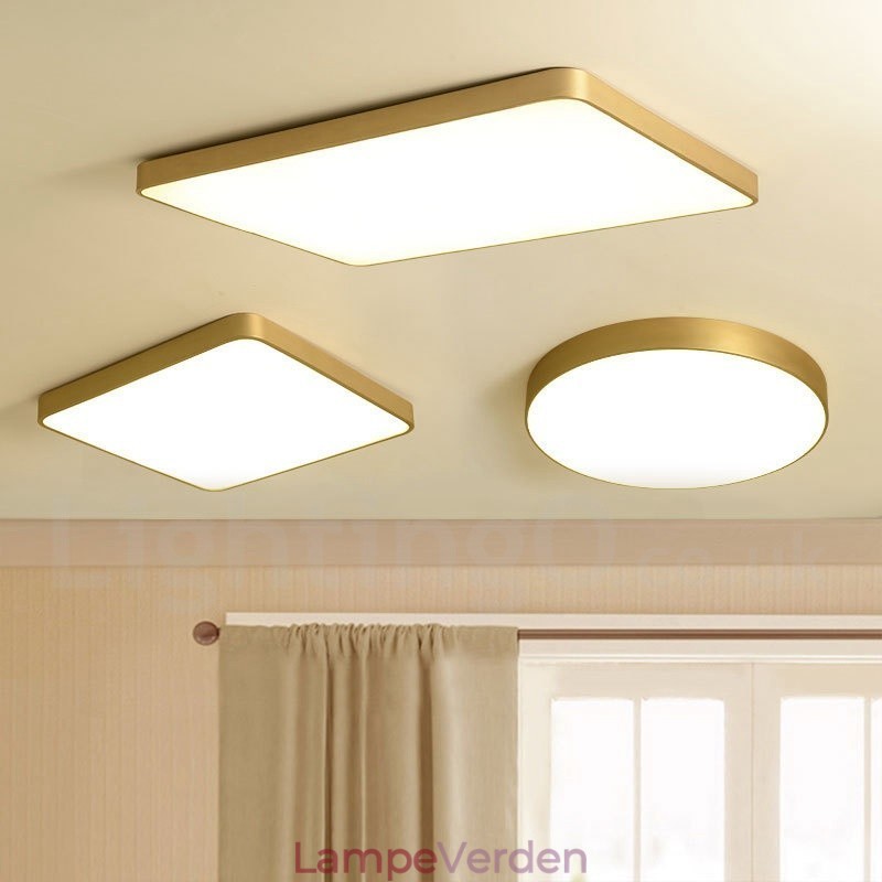 Ultratynde firkantet dæmpbare moderne moderne nordisk stil Flush Mount messing loftslamper med akrylskærm kan også bruges som væglampe