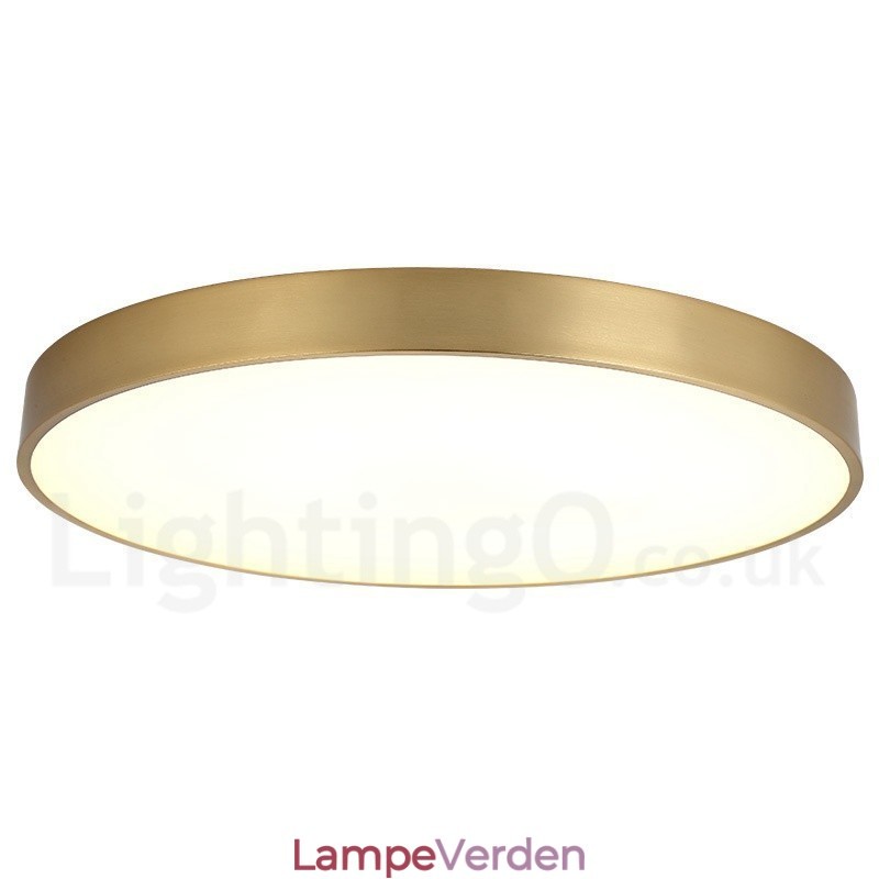 Ultratynde 100 % messing rund dæmpbar moderne moderne nordisk stil Flush Mount messing loftslamper med akrylskærm kan også bruges som væglampe