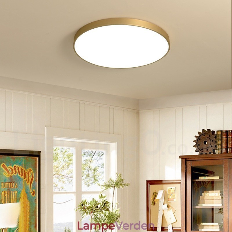 Ultratynde 100 % messing rund dæmpbar moderne moderne nordisk stil Flush Mount messing loftslamper med akrylskærm kan også bruges som væglampe
