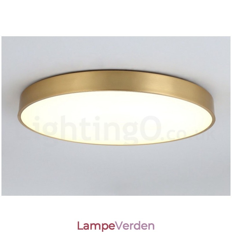 Ultratynde 100 % messing rund dæmpbar moderne moderne nordisk stil Flush Mount messing loftslamper med akrylskærm kan også bruges som væglampe