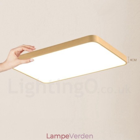 Ultratyndt rektangel, der kan dæmpes, moderne moderne nordisk stil Flush Mount messing loftslamper med akrylskærm kan også bruges som væglampe Ultratyndt rektangel, der kan dæmpes, moderne moderne nordisk stil Flush Mount messing loftslamper med akrylskærm kan også bruges som væglampe