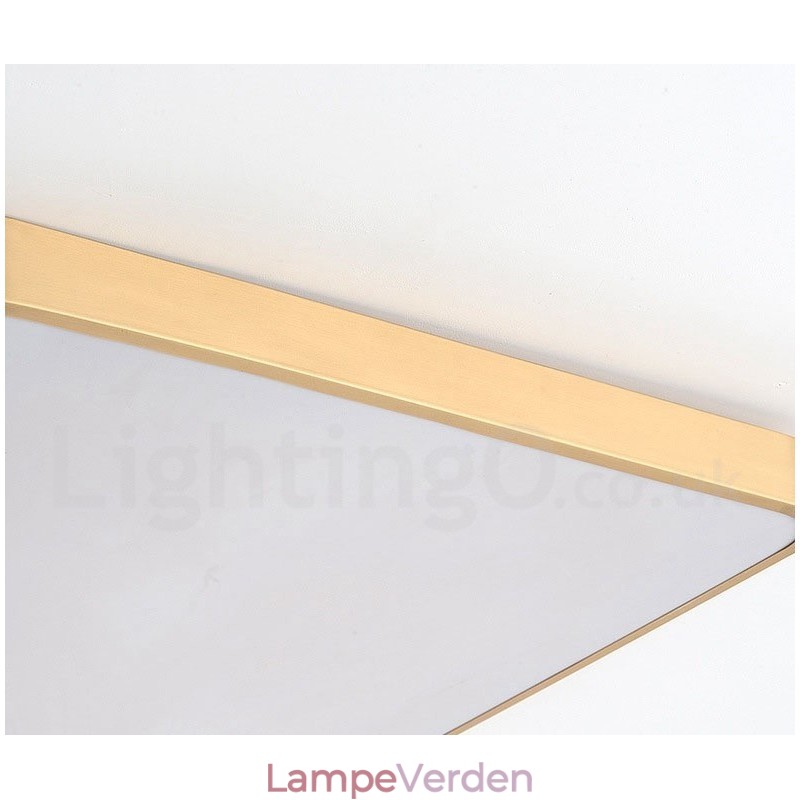 Ultratyndt rektangel, der kan dæmpes, moderne moderne nordisk stil Flush Mount messing loftslamper med akrylskærm kan også bruges som væglampe
