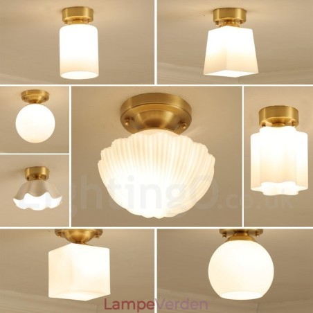Pure Brass Rustic Lodge Nordic Style Flush Mount Loftslamper med glasskærm Pure Brass Rustic Lodge Nordic Style Flush Mount Loftslamper med glasskærm