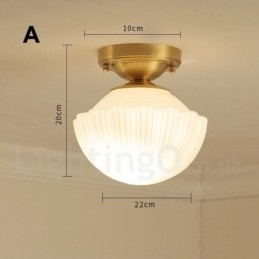 Pure Brass Rustic Lodge Nordic Style Flush Mount Loftslamper med glasskærm