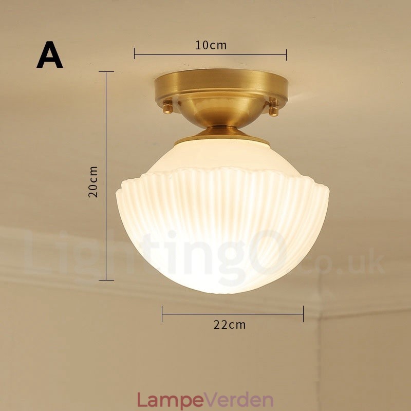 Pure Brass Rustic Lodge Nordic Style Flush Mount Loftslamper med glasskærm
