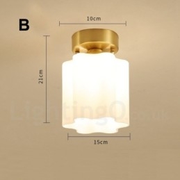 Pure Brass Rustic Lodge Nordic Style Flush Mount Loftslamper med glasskærm