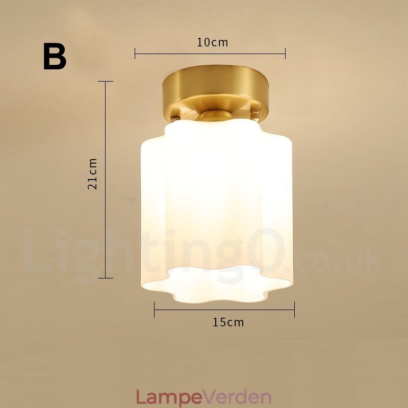 Pure Brass Rustic Lodge Nordic Style Flush Mount Loftslamper med glasskærm