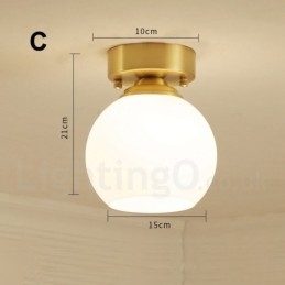 Pure Brass Rustic Lodge Nordic Style Flush Mount Loftslamper med glasskærm