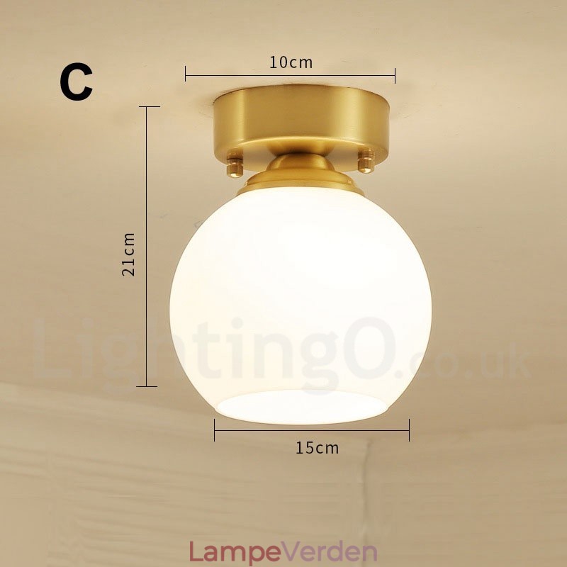 Pure Brass Rustic Lodge Nordic Style Flush Mount Loftslamper med glasskærm